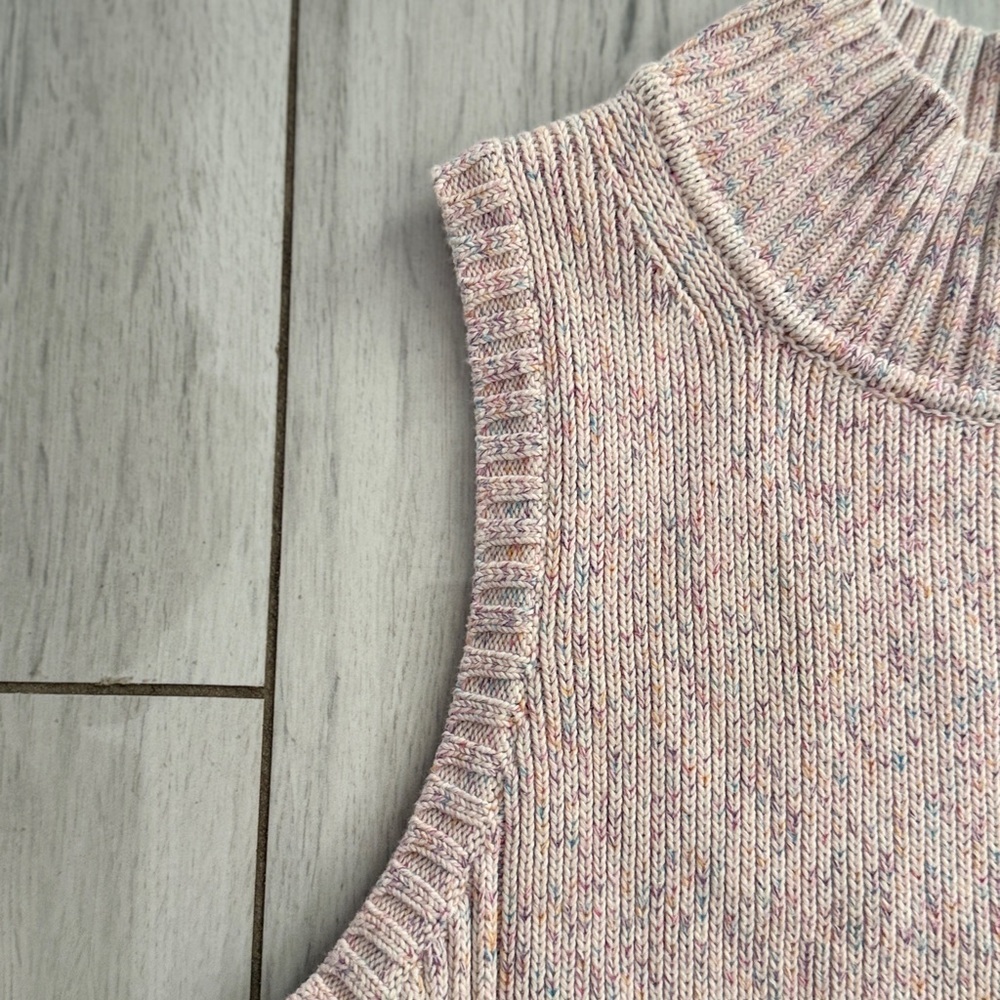 GAP Vintage Chunky Knit Sleeveless Turtleneck Sweater Vest Pink Small - Picture 2 of 7